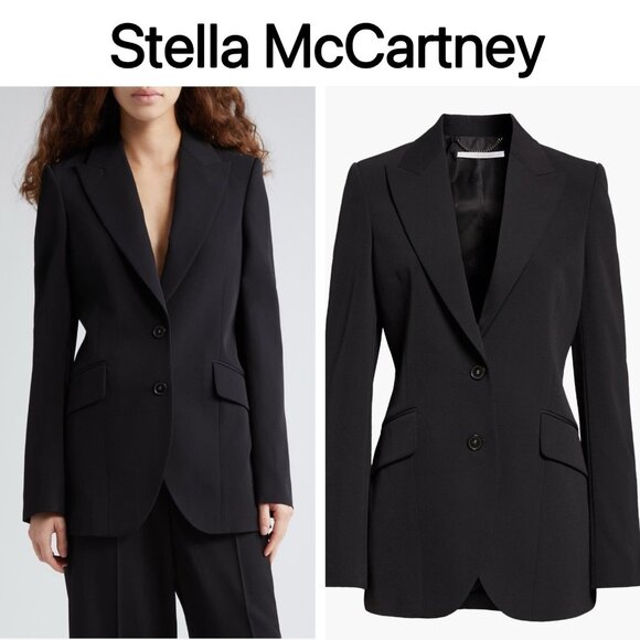 Stella McCartney Wool Oversized Gabardine Long Blazer Black US 8/ IT 40 $1580 - Picture 1 of 12